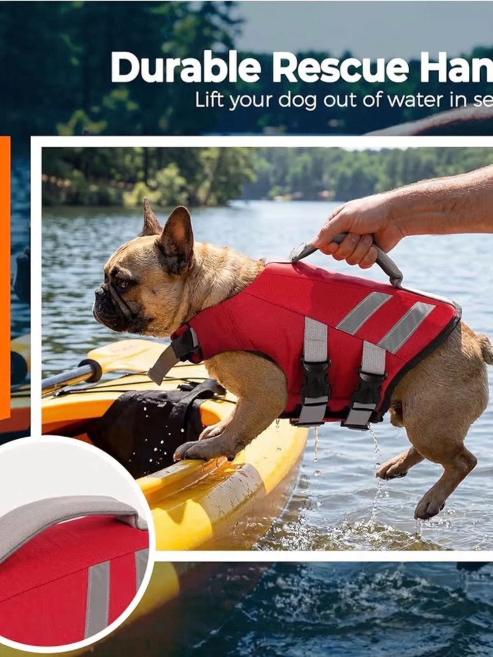Red Reflective Dog Life Jacket with Secure Grab Handle